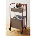 【送料無料】バスケット ワゴンラック 2段タイプ 幅47cm×奥行36cm×高さ88cm ヴィンテージローズ 帆布バスケット 薄型 深型 洗面台収納 ランドリーラック アメリカンランドリー(3)