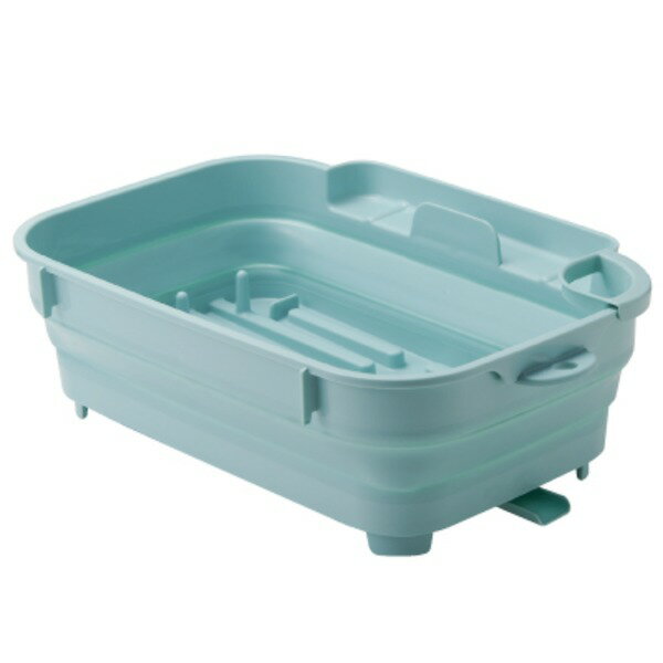 【送料無料】折りたたみ水切りバスケット ミントグリーン 日本製 I-605 〔キッチン〕