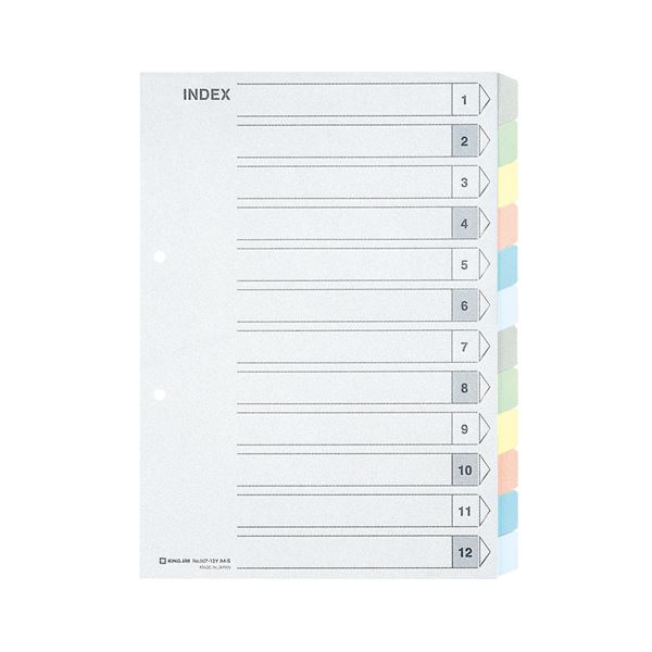 （まとめ） キングジム カラーインデックスA4S 12山タイプ 2穴 【×10セット】