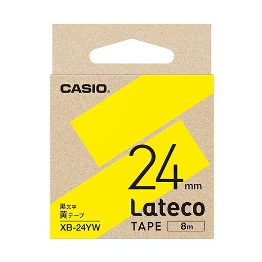 カシオ ラテコ 詰替用テープ 24mm×8m 黄/黒文字 XB-24YW 1セット(5個) カシオ ラテコ 詰替用テープ 24mm×8m 黄/黒文字 XB-24YW 1セット(5個)