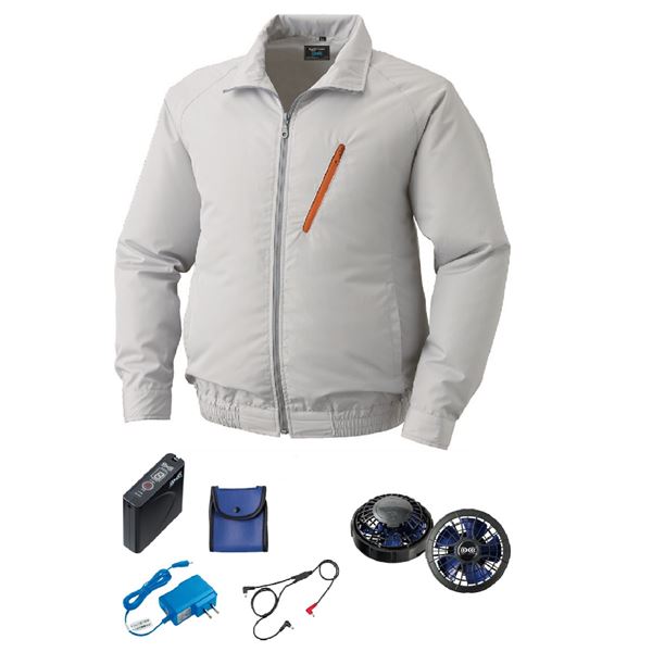 【送料無料】KU90510 空調服 R ポリエステル製 FAN2400SPBB・RD9261・LISUPER1セット シルバー L