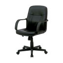 【送料無料】ナカバヤシ OAレザーチェア ローバック 肘付 ブラック CCL-001D 1脚 【組立品】