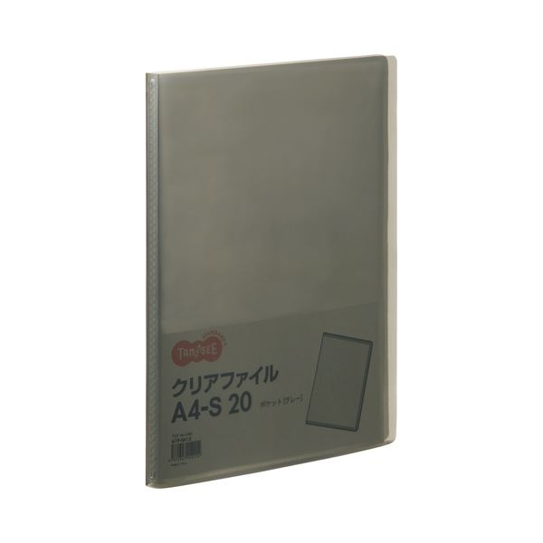 【送料無料】（まとめ）TANOSEE クリアファイル A4タテ20ポケット 背幅14mm グレー 1セット(10冊) 【×5..