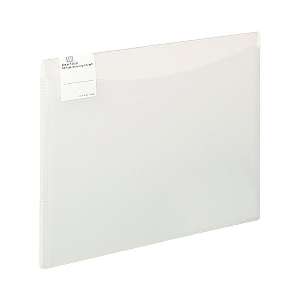 【送料無料】（まとめ）コクヨ クリヤーホルダー（2ポケットエンベロープワイド）A4 マチ付 透明 フ-5771T 1セット（5枚）【×10セット】