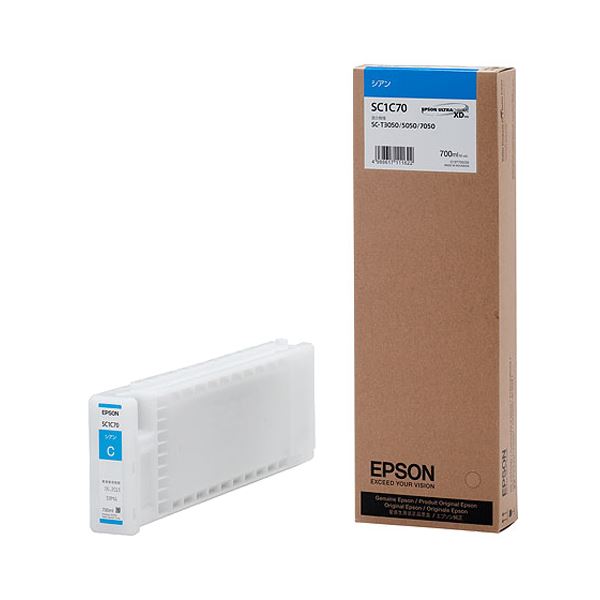 【送料無料】(まとめ) エプソン EPSON インクカートリッジ シアン 700ml SC1C70 1個 【×10セット】