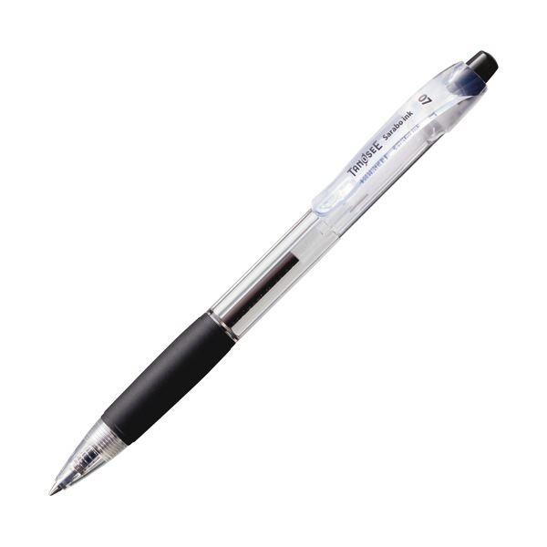 【送料無料】(まとめ)TANOSEE ノック式油性ボールペン(なめらかインク) 0.7mm 黒 (軸色:クリア) 1セット(10本) 【×10セット】