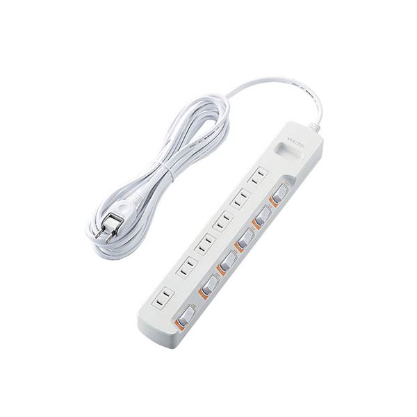 【送料無料】（まとめ） エレコム 省エネタップ/無灯個別スイッチ/雷ガード付/6個口/5m/ホワイト T-K5B-2650WH 【×2セット】