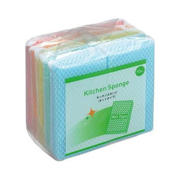 【送料無料】（まとめ）TANOSEE キッチンスポンジ ネット 1パック（10個）【×50セット】