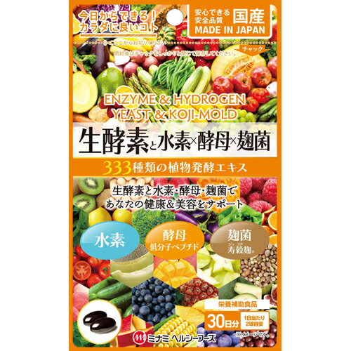 5000円以上送料無料 ミナミヘルシーフーズ 生酵素と水素×酵母×麹菌 60球 健康食品 酵素 酵素 原材料別 レビュー投稿で次回使える2000円クーポン全員にプレゼント