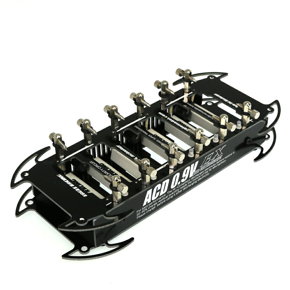 本品はセミオートカット機能付サブC用単セル放電器です。対応バッテリーNi-MH/Ni-Cd(1-6セル)電流:3.0A(1セルあたり0.9Vストップ)各セルごとに装備されてレッドLEDにより、充電の終了を分かりやすく知らせます。