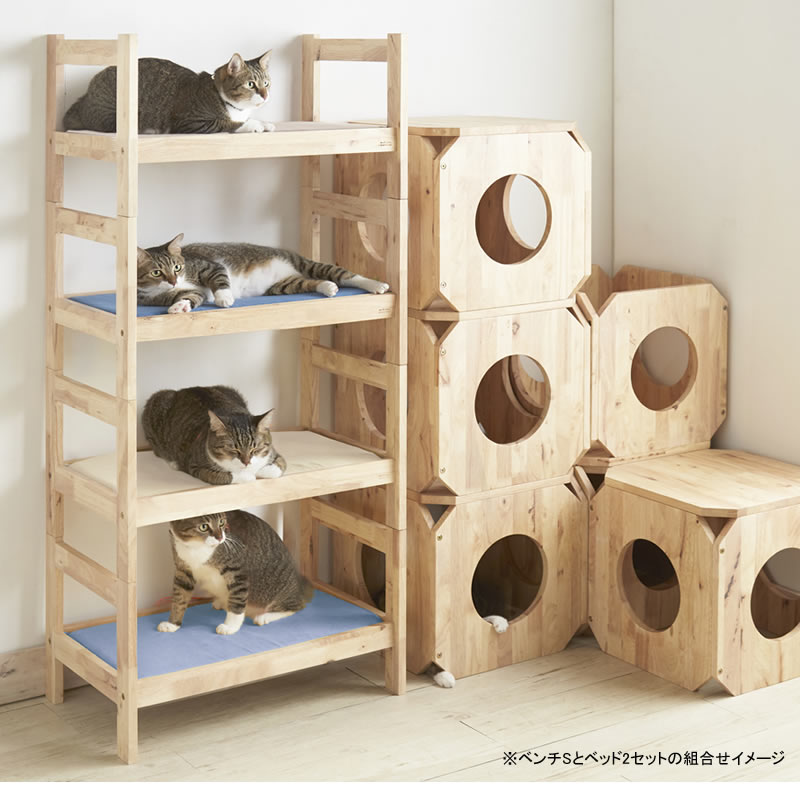 ペットベッド 猫用 ベッド 木製 2段ベッド おしゃれ 可愛い ペット用品 ペット家具 フォースター 安全 マット付き プレゼント ギフト 2個セット PET BED