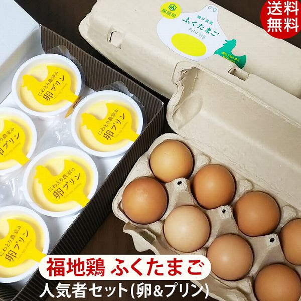 福地鶏ふくたまご20個＆にわとり農家の卵プリン6個 テトテヲ人気者セット 福井県 産地直送 送料無料