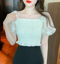 半袖トップス ボリューム袖 ショート丈 フリル スリム 着痩せ レース sweet系【大きいサイズ レディース 夏秋 きれいめ 可愛い かわいい チュニック t...