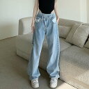 デニムパンツ ジーパン ジーンズ ダメージ加工 ハイウエスト 切り替え 体型カバー 着痩せ デニム シンプル【大きいサイズ レディース ストレッチ スキニー レディース タイツ ダメージ加工 ガウチョパンツ denim pants】(4)