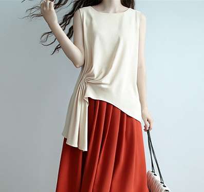 タンクトップ ノースリーブ ベスト アシンメトリー フリル 切り替え 無地 シンプル【大きいサイズ レディース 夏秋 レース 無地 ダンス キャミソール ノースリーブ インナー Tank-top】