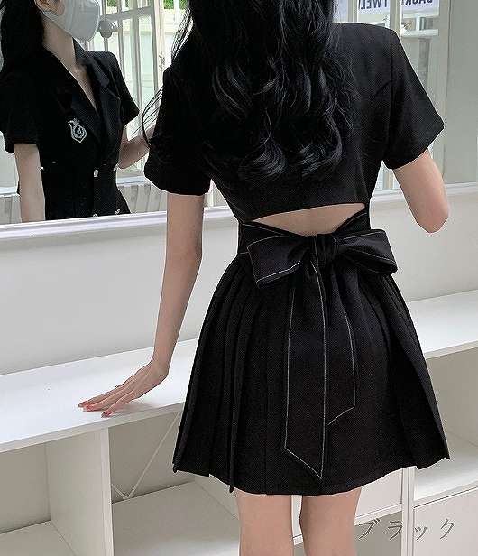 ワンピース 半袖 フリル 切り替え スリム 着痩せ リボン付き 【大きいサイズ レディース 秋冬 結婚式 きれいめ タイト フォーマル 大人 上品 チュニック one-piece】