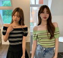 ニット バイカラー スリム 着痩せ カットソー ボーダー柄 シンプル【大きいサイズ レディース 平干し ニット ニットセーター vネック ドルマン カーディガン knit sweater】(4)