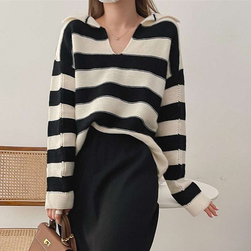 ニット 切り替え バイカラー 体型カバー 着痩せ プルオーバー タートル カットソー ボーダー柄 【大きいサイズ レディース 平干し ニット ニットセーター vネック ドルマン カーディガン knit sweater】