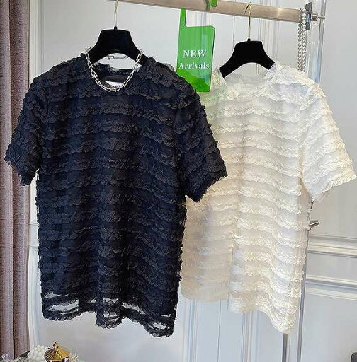 Tシャツ 半袖 フリル 切り替え 体型カバー 着痩せ レース 大きいサイズ 【大きいサイズ レディース 無地 シャツ チュニック 夏秋 tシャツ ゆったり uv shirt】 Tシャツ 半袖 フリル 切り替え 体型カバー 着痩せ レース 大きいサイズ 【大きいサイズ レディース 無地 シャツ チュニック 夏秋 tシャツ ゆったり uv shirt】