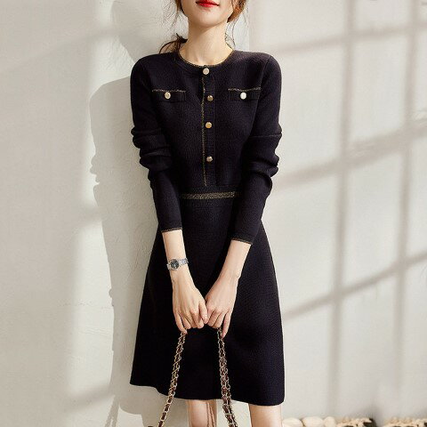 ニットワンピース 厚手 フリル スリム 着痩せ カットソー 【大きいサイズ レディース 秋冬 結婚式 きれいめ タイト フォーマル 大人 上品 チュニック one-piece】