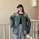 デニムジャケット ジージャン ジーンズ 長袖 体型カバー 着痩せ デニム シンプル【大きいサイズ レディース ジーンズ トップス シャツ デニム チュニック ロ...
