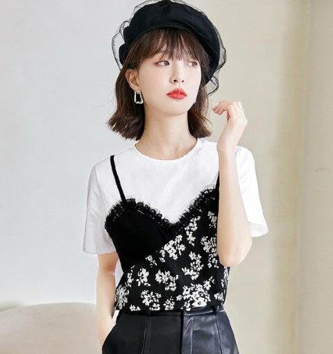 トップス フェイク 【大きいサイズ レディース 夏秋 きれいめ 可愛い かわいい チュニック tops】 トップス フェイク 【大きいサイズ レディース 夏秋 きれいめ 可愛い かわいい チュニック tops】