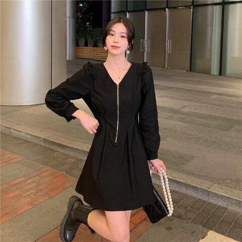 ワンピース 長袖 フリル スリム 着痩せ 無地 ジップ 大きいサイズ【大きいサイズ レディース 夏秋 結婚式 きれいめ タイト フォーマル 大人 上品 チュニック one-piece】