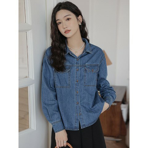 シャツ 長袖 体型カバー 着痩せ デニム シンプル【大きいサイズ レディース 春夏 チュニック フォーマル オフィス ボウタイ シフォン シャツ インナー blouse】