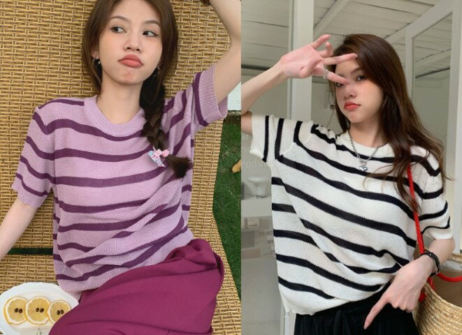 ニット半袖体型カバー着痩せカットソ...