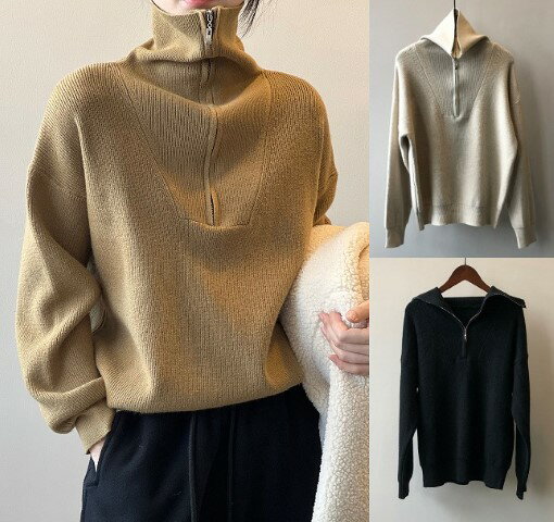 ニット 厚手 長袖 体型カバー 着痩せ カットソー 無地 シンプル【大きいサイズ レディース 平干し ニッ..