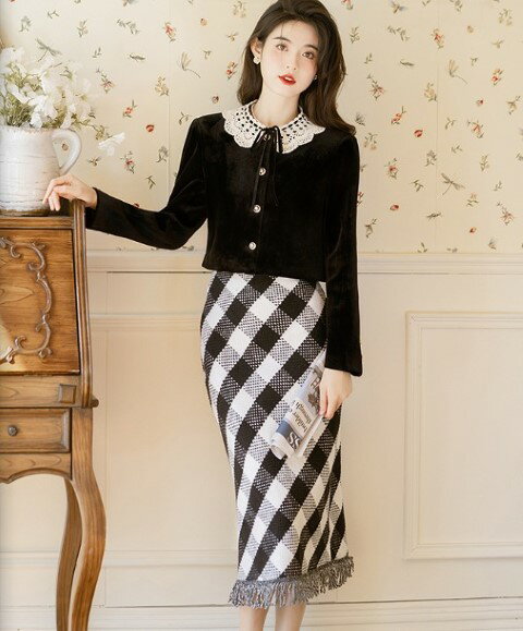 上下セット 2点セット フリンジ スリム 着痩せ 【大きいサイズ レディース ニット 上下セット set スウェット スエット sweat ルームウェア ジャージ 秋冬 setup】