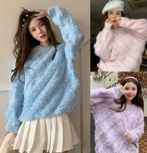 ニット 長袖 体型カバー 着痩せ カットソー 【大きいサイズ レディース 平干し ニット ニットセーター ..