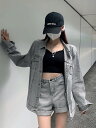 デニムジャケット ジージャン ジーンズ 長袖 体型カバー 着痩せ デニム シンプル【大きいサイズ レディース ジーンズ トップス シャツ デニム チュニック ロング パーカー トレーナー denim tops】