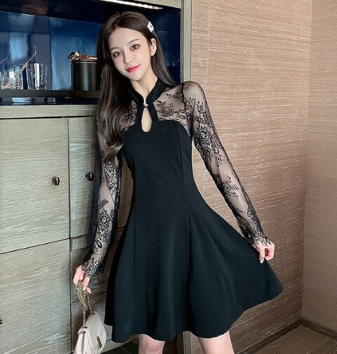 ワンピース 長袖 フリル スリム 着痩せ レース 【大きいサイズ レディース 夏秋 結婚式 きれいめ タイト フォーマル 大人 上品 チュニック one-piece】 ワンピース 長袖 フリル スリム 着痩せ レース 【大きいサイズ レディース 夏秋 結婚式 きれいめ タイト フォーマル 大人 上品 チュニック one-piece】