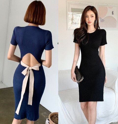 ニットワンピース羽織り半袖タイトス...