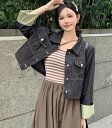 デニムジャケット ジージャン ジーンズ ショート丈 長袖 体型カバー 着痩せ デニム シンプル【大きいサイズ レディース ジーンズ トップス シャツ デニム チュニック ロング パーカー トレーナー denim tops】