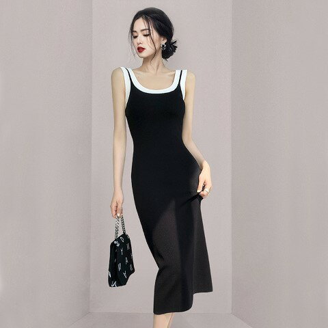 キャミワンピース フリル スリム 着痩せ カットソー シンプル【大きいサイズ レディース 夏秋 結婚式 きれいめ タイト フォーマル 大人 上品 チュニック one-piece】