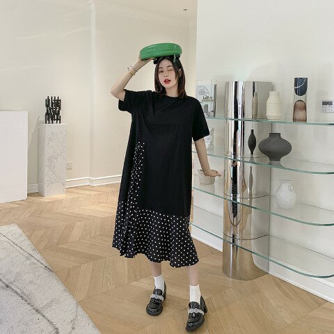 ワンピース 半袖 フリル 体型カバー 着痩せ ドット柄 【大きいサイズ レディース 春夏 結婚式 きれいめ タイト フォーマル 大人 上品 チュニック one-piece】 ワンピース 半袖 フリル 体型カバー 着痩せ ドット柄 【大きいサイズ レディース 春夏 結婚式 きれいめ タイト フォーマル 大人 上品 チュニック one-piece】
