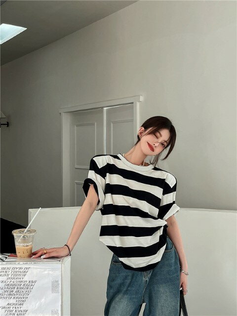 Tシャツ 半袖 体型カバー 着痩せ ボーダー柄 シンプル カジュアル【大きいサイズ レディース 無地 シャツ チュニック 夏秋 tシャツ ゆったり uv shirt】