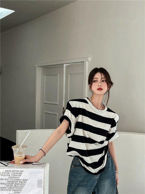 Tシャツ 半袖 体型カバー 着痩せ ボーダー柄 シンプル カジュアル【大きいサイズ レディース 無地 シャツ チュニック 夏秋 tシャツ ゆったり uv shirt】