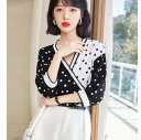 トップス Vネック 体型カバー 着痩せ ドット柄 シンプル【大きいサイズ レディース 春夏 セール きれいめ 可愛い かわいい チュニック tops】(4)