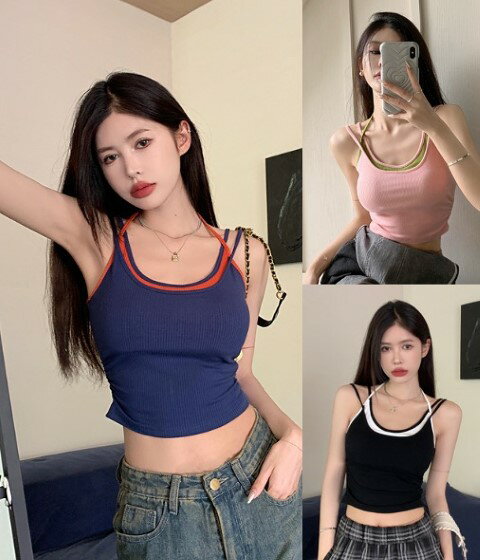 タンクトップ ベスト ジレ フェイク スリム 着痩せ セクシー【大きいサイズ レディース 春夏 レース 無地 ダンス キャミソール ノースリーブ インナー Tank-top】