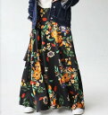 ロングスカート ハイウエスト フリル 花柄 シンプル【大きいサイズ レディース ロング 春夏 フレア スウェット パンツ レギンス スカーチョ スキニー レギンス skirt】(4)