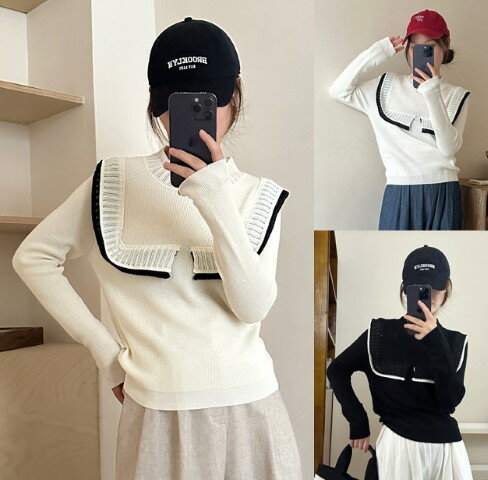 ニットトップス 長袖 カットソー シンプル カジュアル【大きいサイズ レディース 平干し ニット ニットセーター vネック ドルマン カーディガン knit sweater】(4)