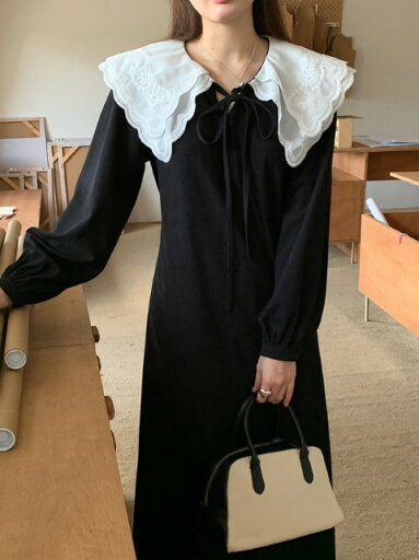 ワンピース 長袖 フリル ロングワンピ レース レトロ カジュアル ゆったり シンプル【大きいサイズ レディース 夏秋 結婚式 きれいめ タイト フォーマル 大人 上品 チュニック one-piece】 ワンピース 長袖 フリル ロングワンピ レース レトロ カジュアル ゆったり シンプル【大きいサイズ レディース 夏秋 結婚式 きれいめ タイト フォーマル 大人 上品 チュニック one-piece】