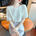 トップス 半袖 ブラウス 花びら きれいめ 上品 かわいい 【大きいサイズ レディース 夏秋 きれいめ 可愛い かわいい チュニック tops】