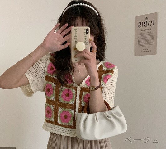 トップス 半袖 ショート丈 クロッシェレース 透け編み 【大きいサイズ レディース 春夏 セール きれいめ 可愛い かわいい チュニック tops】