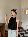 タンクトップ ベスト ジレ ノースリーブトップス スパンコール シンプル【大きいサイズ レディース 春夏 レース 無地 ダンス キャミソール ノースリーブ インナー Tank-top】(4)