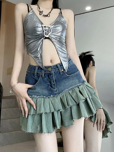 デニムスカート フリル デニム 【大きいサイズ レディース 夏秋 フレア スウェット パンツ レギンス スカーチョ スキニー レギンス ミモレ丈 skirt】 デニムスカート フリル デニム 【大きいサイズ レディース 夏秋 フレア スウェット パンツ レギンス スカーチョ スキニー レギンス ミモレ丈 skirt】
