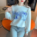 スウェット トレーナー カジュアル シンプル かわいい トップス 長袖 花柄 きれいめ 大きいサイズ 【大きいサイズ レディース パーカー 無地 夏秋 チュニック 薄手 スウェット シャツ ブラウス pullover parker】